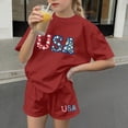 thumbnail image 4 of BFHHYA Girls 2-Piece Outfit Floral & Letter Print Short Sleeve Top Elastic Waist Shorts Set Casual Summer Set for Tween 3-15 Y, 4 of 5