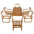 thumbnail image 5 of Harper & Bright Designs 7 Pieces Patio Dining Set for 6, Outdoor Acacia Wood Dining Table with Slatted Design and 4 Chairs for Garden, Beige, 5 of 19