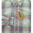 thumbnail image 2 of Weatherproof Vintage Men's Burnout Flannel Shirt Plaid Ice Blue Red Size S, 2 of 3