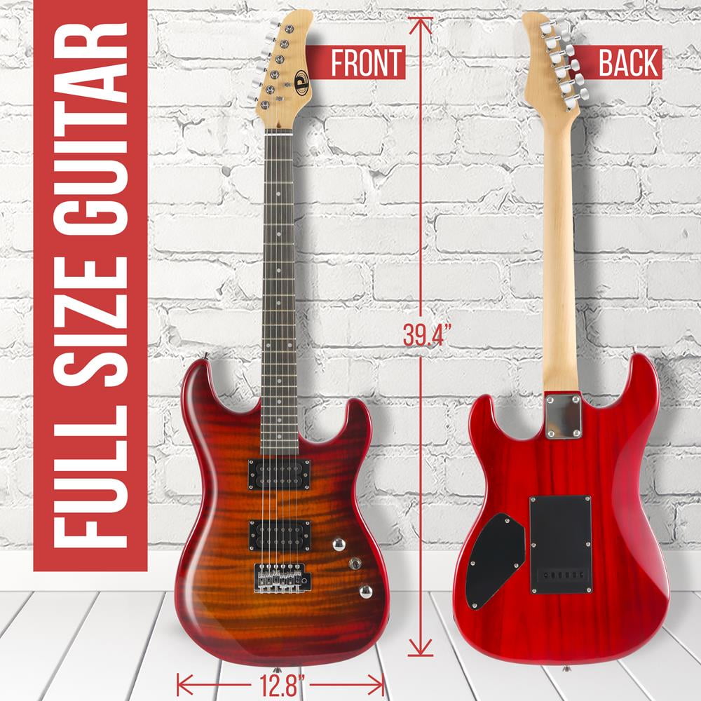 Pyle Beginner Electric Guitar Kit with Amp - Starter Kit Full Size 39" Instrument Package with Humbucker Pickups.