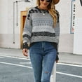 thumbnail image 5 of IROINNID Reduced Womens Sweater Round Neckline Pullover Sweater Print Comfy Mid-Length Long Sleeve Retro Diamond Knitting Sweater, 5 of 5