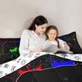 thumbnail image 5 of Gaming Bedding Set Queen Size Gamer Comforter Set Teens Soft Microfiber Colorful Video Game Bedding Decorative Black Gamepad Tie Dye Pattern Design With 2 Pillow Shams, 5 of 7