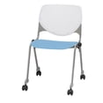 thumbnail image 2 of KFI Studios KOOL Armless Stacking Chair with Casters, White Back, Sky Blue Seat, 2 of 2