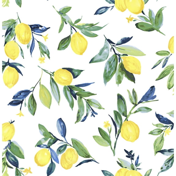 NuWallpaper Lemon Drop Yellow Vinyl Peel And Stick Wallpaper, 216-in by 20.5-in, 30.75 sq. ft.