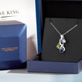 thumbnail image 5 of Gem Stone King 925 Sterling Silver White Moissanite and Green Peridot and Blue Created Sapphire Pendant for Women (1.42 Cttw, Gemstone, Heart Shape 5MM, 18 inch Chain), 5 of 6