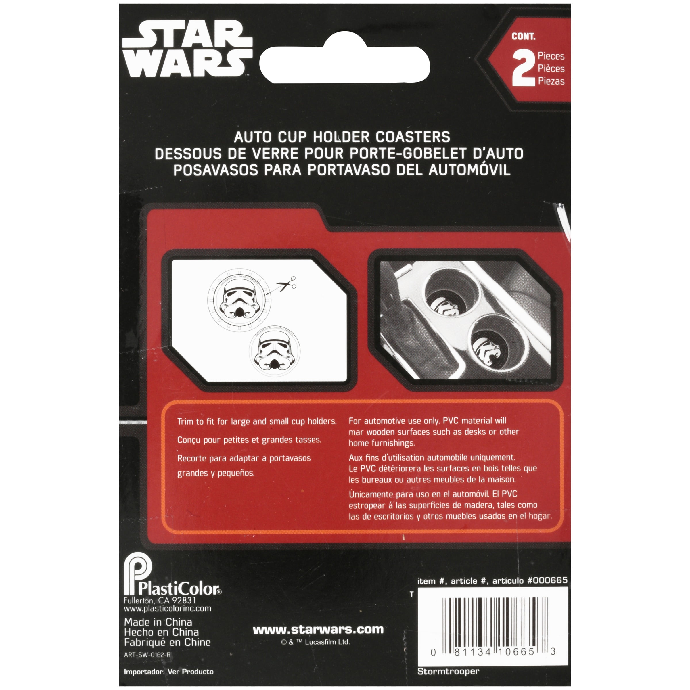 Star Warsâ Stormtrooper Auto Cup Holder Coaster 2 Ct