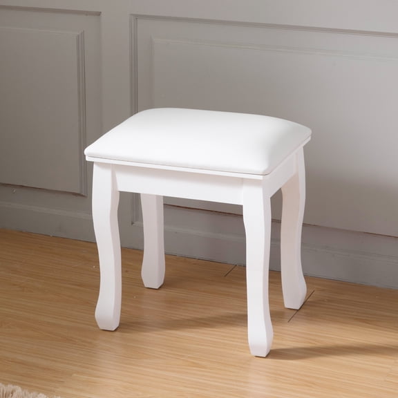 Wooden Bedroom Benches, White Vanity Stool Padded Makeup Chair Bench with Solid Wood Legs, White Bedroom Benches,Mdf Bedroom Bench For End Of Bed, Furniture Bedroom Furniture Benches & Stools