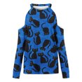 thumbnail image 4 of Blusa informal de manga larga con cuello redondo para mujer, blusa holgada con hombros descubiertos, camisa gráfica con estampado de Halloween Pompotops FGAJ4108, 4 of 6