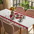thumbnail image 3 of Red Valentine's Day Table Cloths for 5 Foot Rectangle Tables, Love Heart Roses Romantic Patio Waterproof Elastic Fitted Tablecloths, Washable Rectangular Table Cover for Camping, 3 of 8