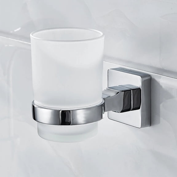 Bathroom Modern Wall-Mounted Toothbrush Holder Glass Cup Tumbler Frame Bathroom Storage Organizer Tooth Brush Cup Tools Washroom