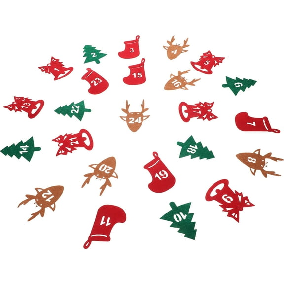 Kitandove Assorted Color Felt Christmas Calendar Number Stickers 24Pcs 2.2X2.2X0.2In
