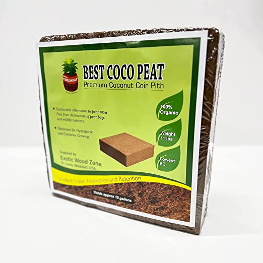 Best Coco Peat Premium Coconut Coir Pith Brick (1 Piece) 5kg /11 Lbs