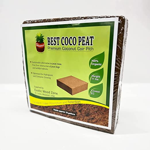 Best Coco Peat Premium Coconut Coir Pith Brick (1 Piece) 5kg /11 Lbs