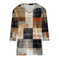 thumbnail image 3 of LYXSSBYX 3/4 Length Sleeve Womens Tops Plus Size Fashion Woman Casual V Neck Printing Blouse 3/4 Sleeve T-Shirt Summer Tops, 3 of 5