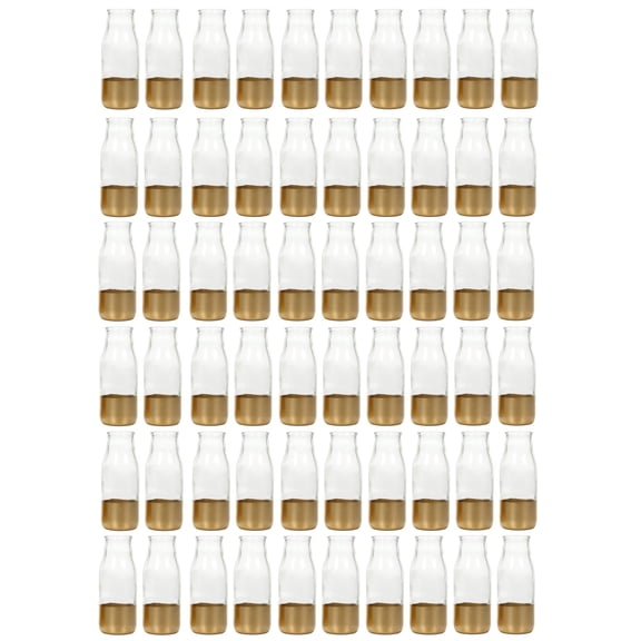 Hosley's Set of 60, Clear Glass Gold Dip Bottle Floral Vase, 5.25" High