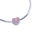thumbnail image 2 of Charm para Pulsera LuckyLy, Dije de Corazón, Acero Inoxidable y Zirconia Cúbica Rosa, Modelo Lucía plateado UNITALLA, 2 of 8
