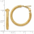 thumbnail image 4 of 14K Yellow Gold 3X20mm Twisted Round Omega Back Hoop Earrings (26.5 X 26.25) Made In Peru pre943, 4 of 7