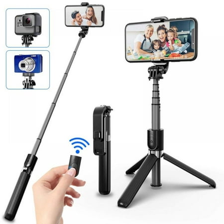 Image of Extendable Selfie Stick Monopod Tripod Remote Shutter For Cell Phone+Universal Camera Dock Black