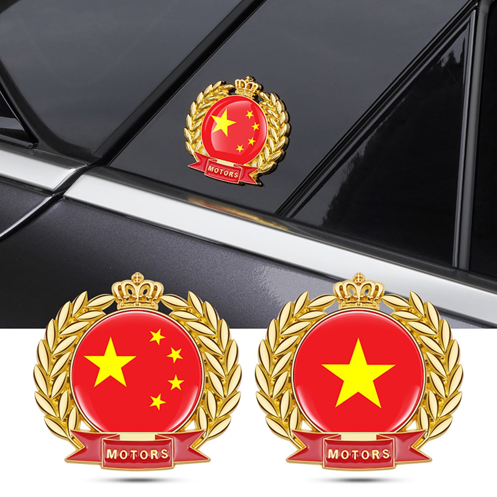 1* 3D Logo National Flag Aluminum Car Decal Badge Emblem Sticker Self Adhesive 