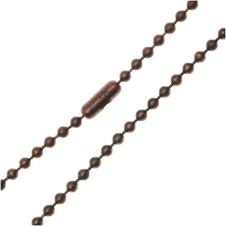 Thick Rolo Chain - TierraCast Copper Plated Ball Chain Necklace, 2.4mm Thick, 30 Inches, Antiqued Copper