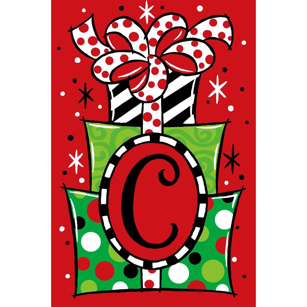 Custom Decor Garden Flag Gift Stack Monogram C