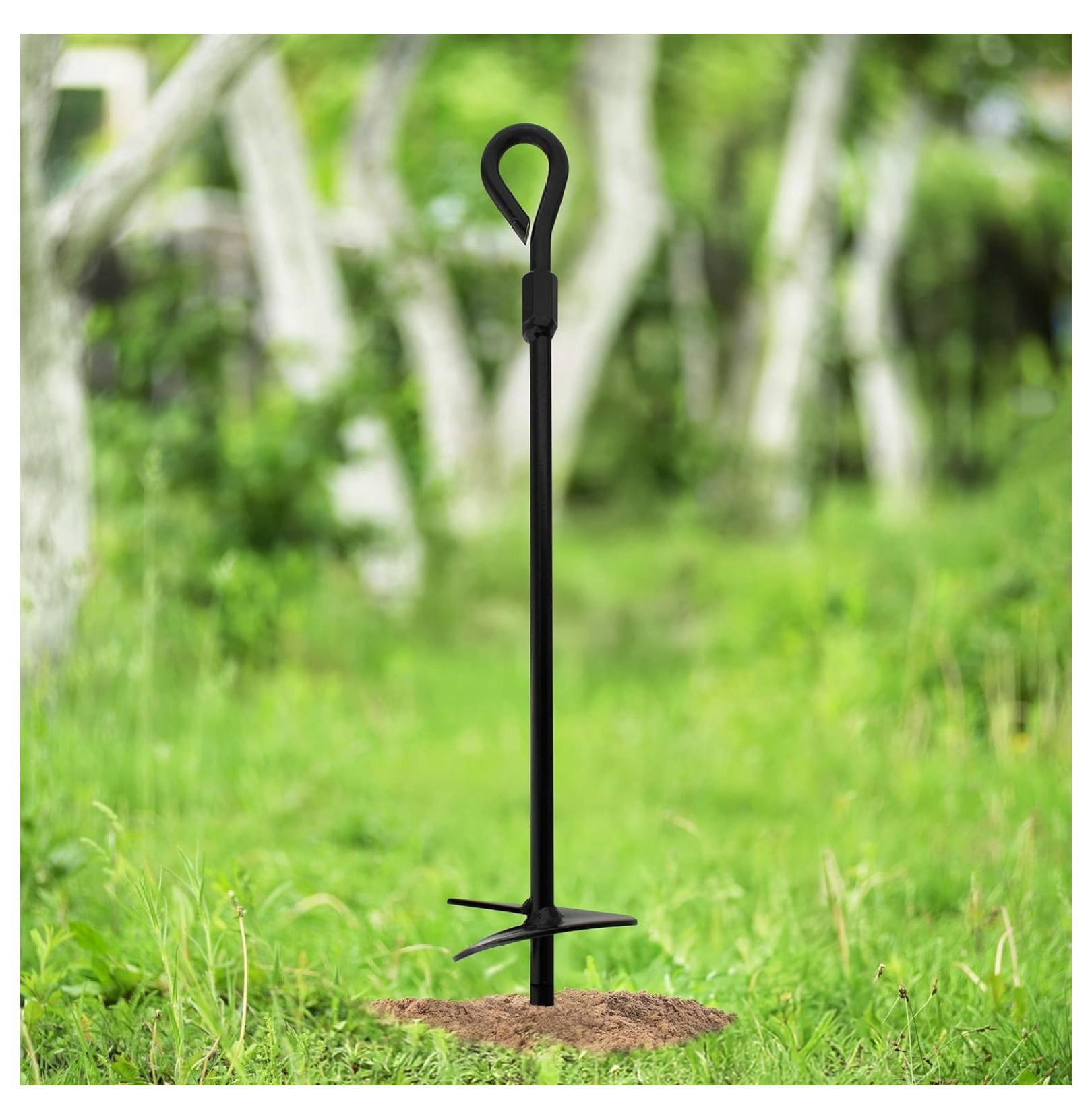 Ground Anchor Kit 8pk - 15 Inch Tent Stakes, Black Shed Anchors for Outdoor Furniture, Greenhouse, Trampoline, & Holiday Decorations