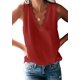 thumbnail image 1 of Camiseta Sin Mangas Holgada de Verano con Escote en V y Encaje de Pestañas, Color Rojo Vino L, 1 of 10