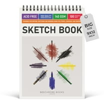 BEECHMORE BOOKS 9x12 Spiral Sketchbook – 140 GSM Acid-Free Paper, 100 Perforated Pages, A4 Art Sketch Pad for Drawing & Sketching, Artists, Adults
