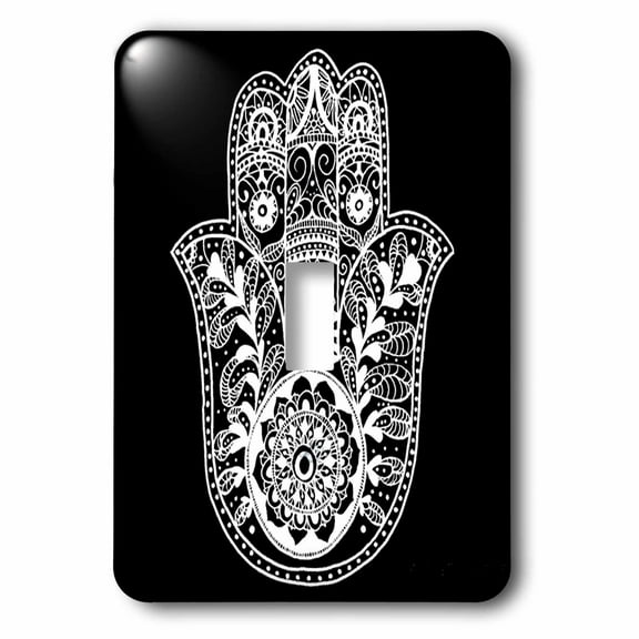 3dRose, Black and White Hamsa, single toggle switch