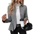 thumbnail image 1 of Blazer Elegante para Mujer, para Oficina, Trabajo, Negocios, Chaqueta con Dobladillo Peplum, Abrigos de Abiertos Al Frente Gris S, 1 of 9