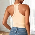 thumbnail image 5 of Ribbed Tank Tops with Built In Bra for Women V Neck Racerback Workout Lounge Camisole Summer Sports Padded Cami Tube Casual Yoga Tops Plus Size Spaghetti Strap Padded Shelf Tank Tops Beige L, 5 of 6