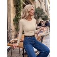thumbnail image 4 of Zeagoo Women Basic Tee Long Sleeve Tops Crewneck Ribbed Knit Fitted Tshirts Dressy Casual Fall Clothes, 4 of 6