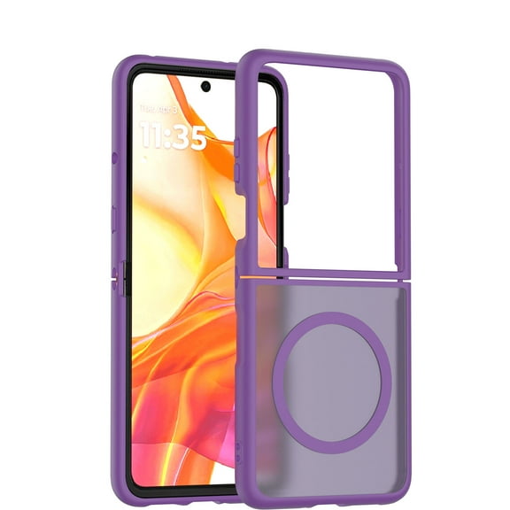 For Motorola Razr 2025 2024 [Magnetic Circle] Smooth Safe Matte Feel Hybrid Case - Dark Purple