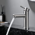 thumbnail image 1 of Grifo de baño, mezclador monomando de lavabo de acero inoxidable 304, grifo de baño de diseño moderno con tubo PEX, grifo de lavabo ajustable de agua fría y caliente (manguera no incluida) BRI  Rojo Verde, 1 of 5