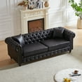 thumbnail image 3 of Chesterfield Sofa, Retro Style Upholstered Tufted Button Couch 3 Seater with Rolled Arms and Nailhead for Living Room, Bedroom, Office, Apartment,Black, 3 of 8