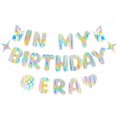 thumbnail image 1 of Banner Iridiscente Merrivo "In My Birthday Era" para Decoración de Fiesta, 1 of 7
