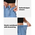 thumbnail image 5 of roswear Women's Capri Jeans Non-Stretch Culottes Pants with Elastic Waist, 5 of 6