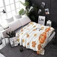 thumbnail image 3 of Fall Maple Leaves Throw Blankets, Thanksgiving Watercolor Pumpkins Soft Fleece Blanket Decorative for Home Sofa Couch Chair Living Bedroom,60x80 inches, Orange, 3 of 5