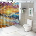 thumbnail image 7 of Patifu Sunset Waves Beach Shower Curtain for Bathroom 100% Polyester Fiber Chic Modern Decor with Hooks 36"x72, 7 of 7