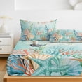 thumbnail image 6 of Twin XL Size Fitted Sheet Set - Ocean Starfish Seaweed 2 Piece Bedding Sets 16" Deep Pocket Fitted Sheet with 1 Pillowcases, Summer Coastal Beach Shell Coral Teal Brushed Microfiber Hotel Bed Sheets, 6 of 9
