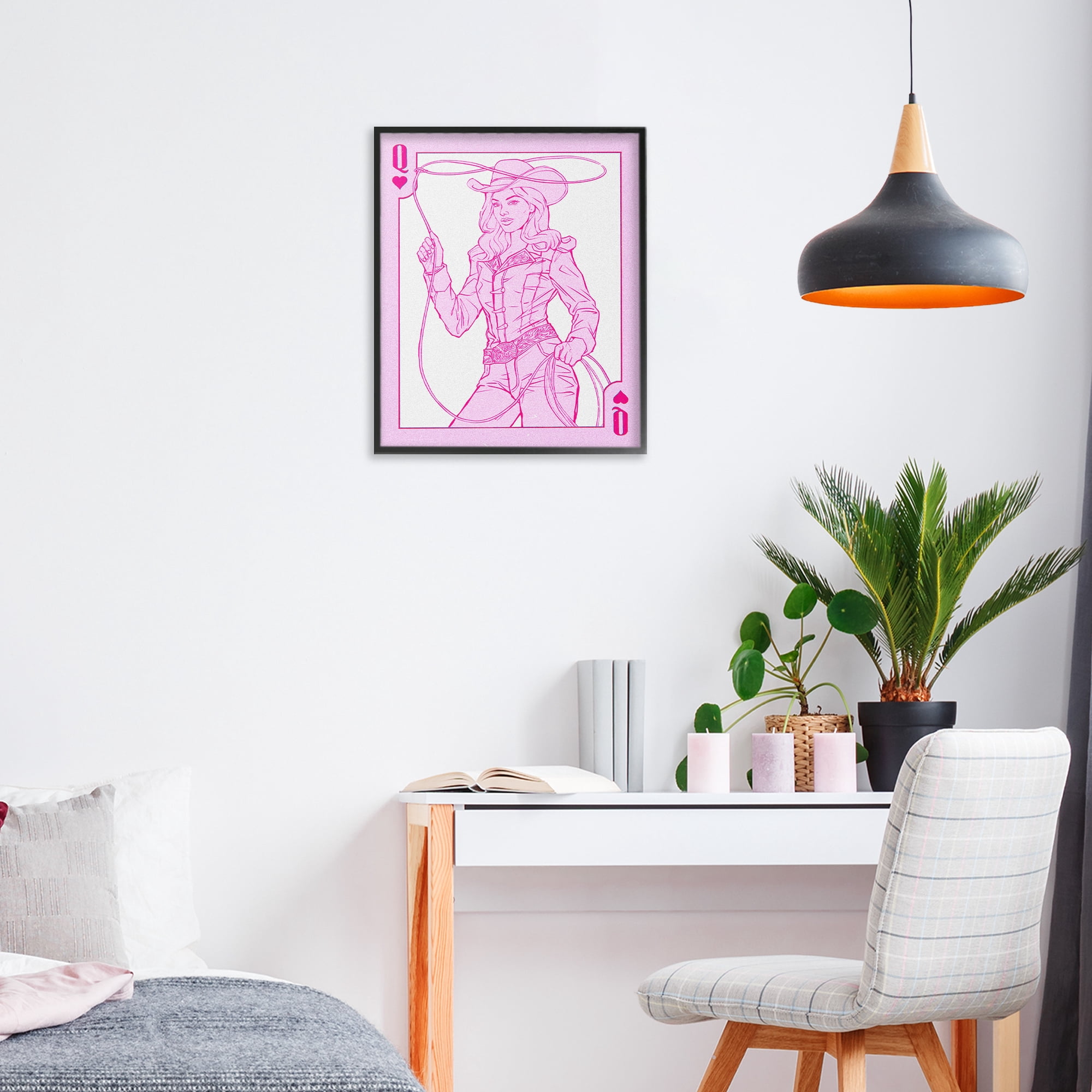 Stupell Industries Cowgirl Queen of Hearts Black Framed Giclee Art, design by Ziwei Li