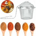 thumbnail image 3 of Stainless Steel Spice Ball, Spice Filter Tea Ball Tea Infuser with Stainless Steel Chain for Cups and Teapots, Loose Leaf Tea Brewing, Spices (1082 Flavored Bucket), 3 of 5