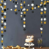 Cheerland Gold Back Circle Dots Garland streamers Party Decorations Hanging Backdrop Decoration