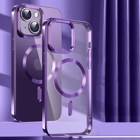 Designed for iPhone 15 Plus Case,Compatible with MagSafe,Thin Slim Transparent Non Yellowing, Hybrid Soft Silicone Bumper & Hard Plastic Protective Cover for Women Men Girls, Darkpurple
