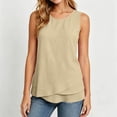 thumbnail image 6 of cocolona Womens Summer Linen Tank Tops Crew Neck Sleeveless Ruffle Hem Shirts Dressy Casual Tunic Solid Color Blouses, 6 of 6