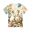 thumbnail image 5 of Easter Outfits for Girls Easter Bunny Egg Print Short Sleeved Printed Round Neck Casual T-shirt 3-15Y Khaki 9 Years, 5 of 5
