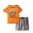 Orange, variant on Boys Beach Vacation Outfits Two Piece Lounge Set Short Sleeve Graphic Tees Shirts and Shorts Sets Toddler Travel Clothes, Orange, 8 Years