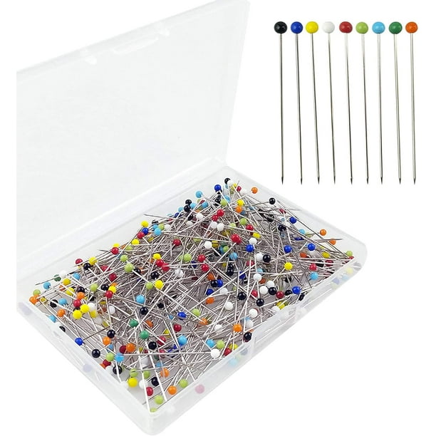 250 Count Sewing Pins 1.5 Inch Glass Ball Head Pins Multicolor 