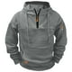 thumbnail image 1 of Ceisia Men's Fleece-Lined Half-Zip Hooded Sweatshirt with Multi-Pockets for Casual & Work Wear Gray L Gifts, 1 of 6