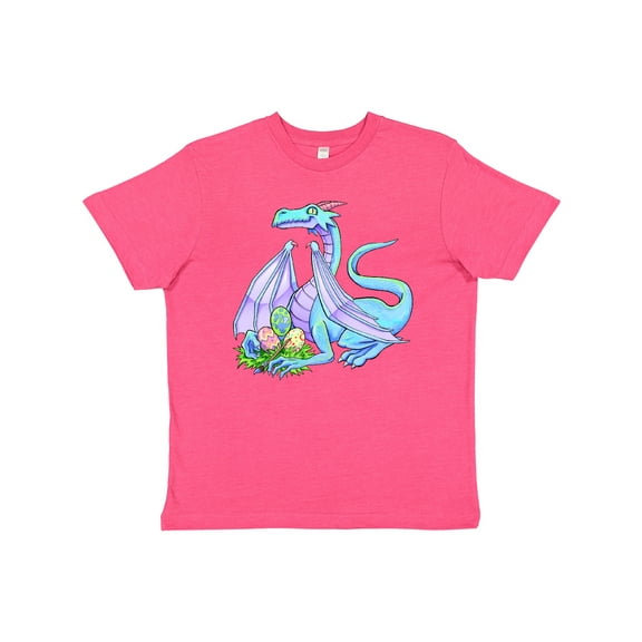 Inktastic Blue Easter Dragon with Painted Eggs Youth T-Shirt